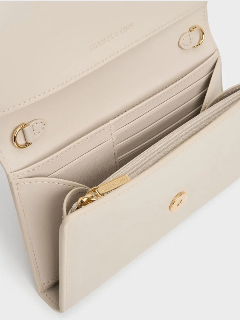 Charles & Keith Beige Octavia Front Flap Long Wallet - Ivory - Picture 5 of 7